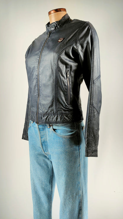 Cazadora de piel azul Super Dry