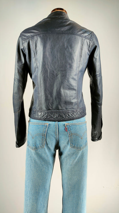 Cazadora de piel azul Super Dry