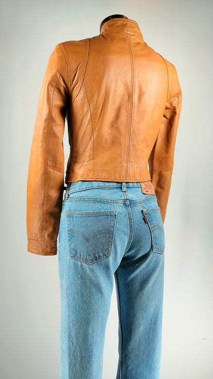 Cazadora de piel marrón Vero Moda