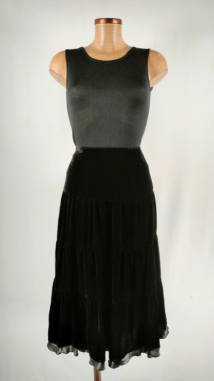 Falda aterciopelada midi negra Cortefiel