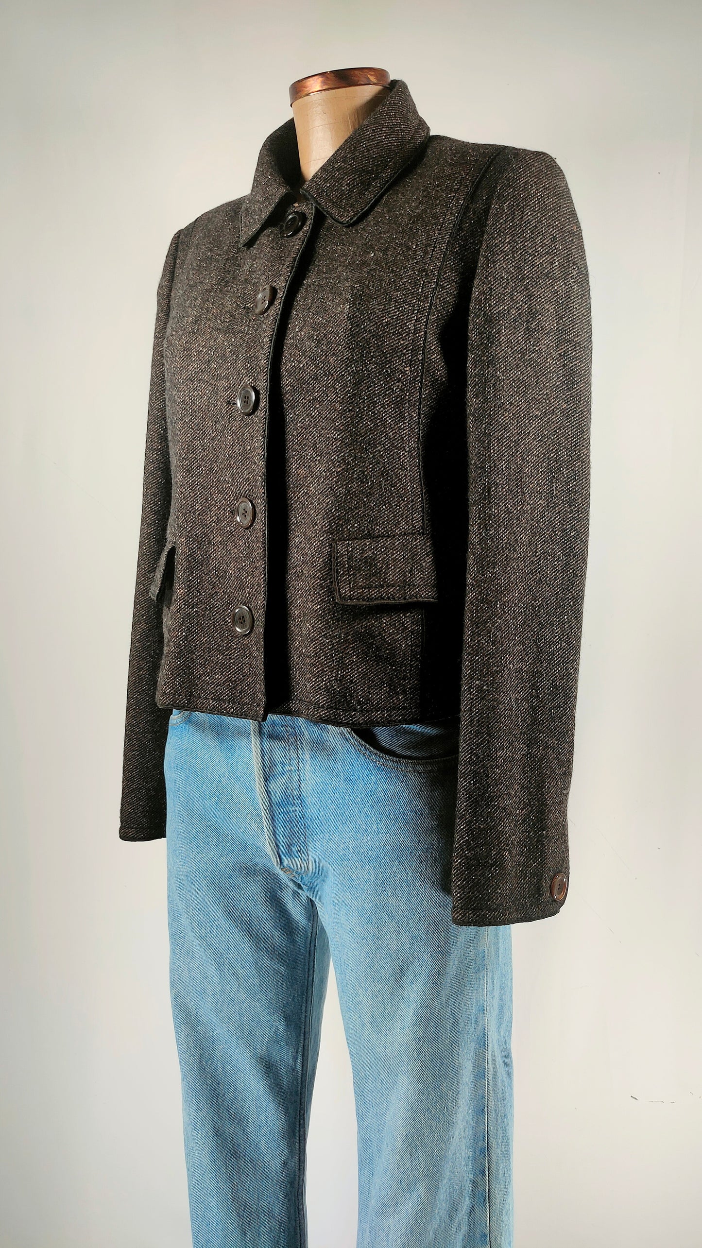 Chaqueta con ribete marrón chocolate Boss