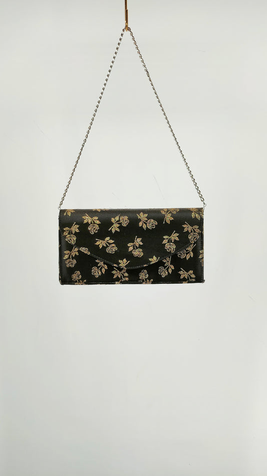 Bolsito vintage con rosas doradas