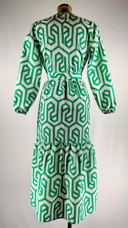 Vestido verde y blanco pamuk