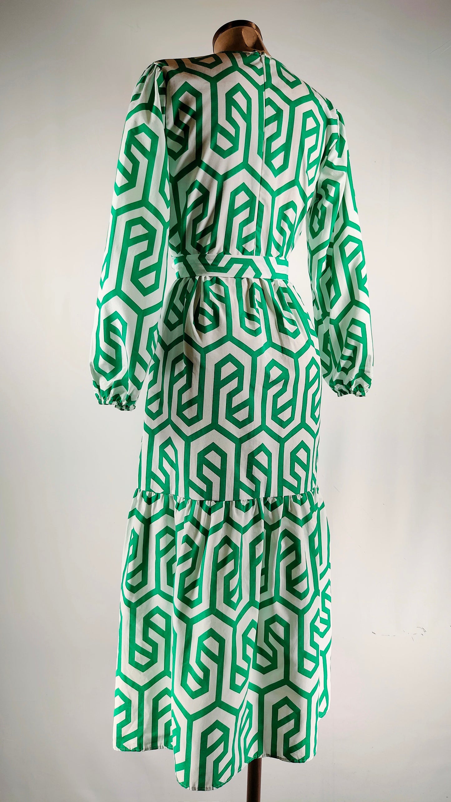 Vestido verde y blanco pamuk