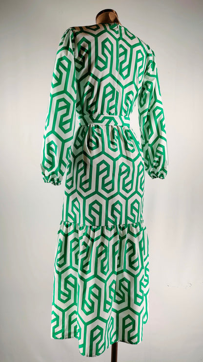 Vestido verde y blanco pamuk