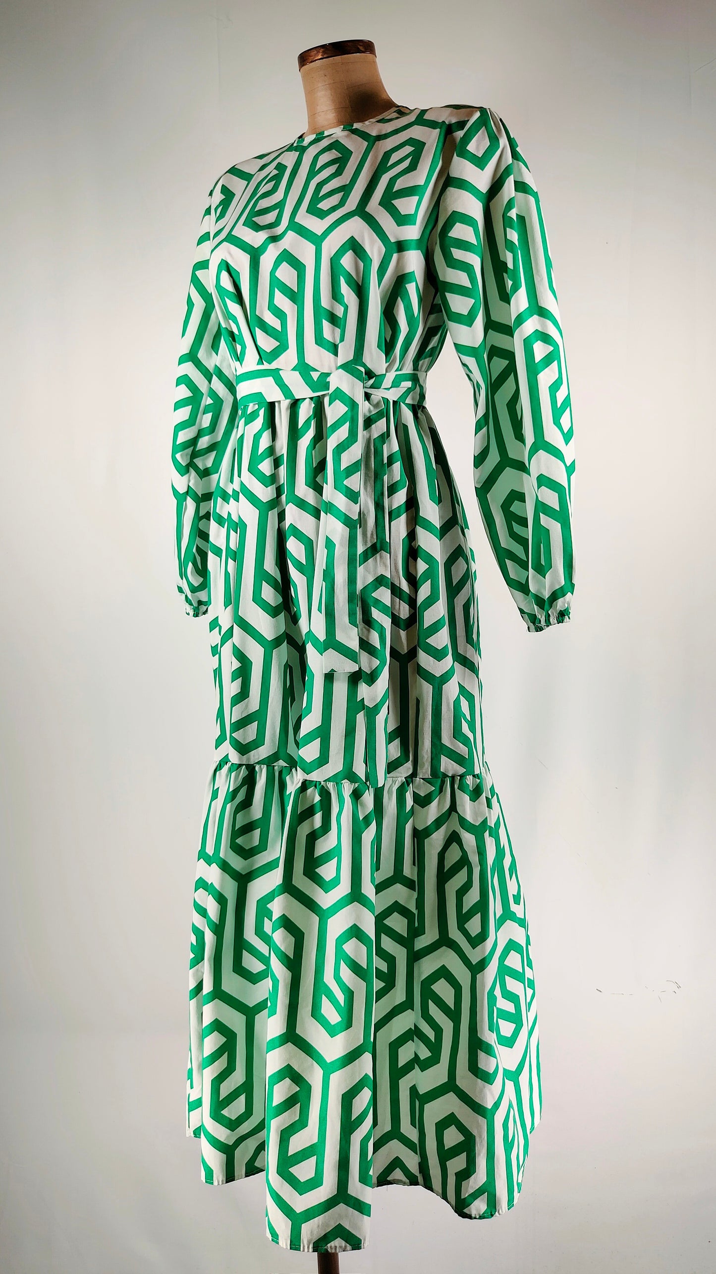 Vestido verde y blanco pamuk