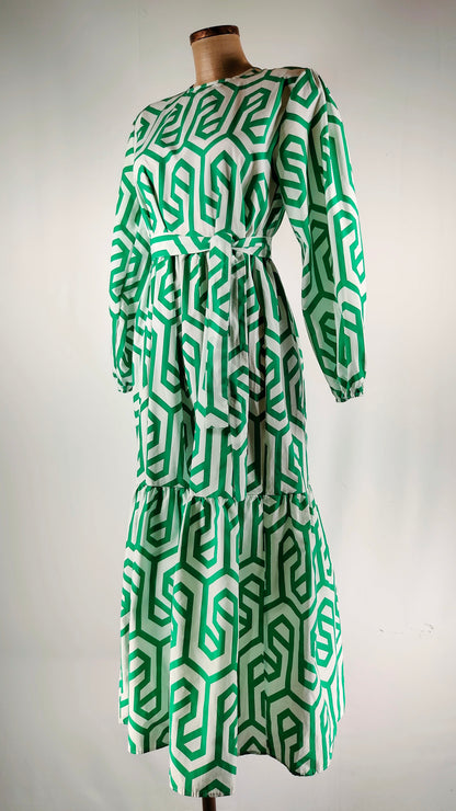 Vestido verde y blanco pamuk