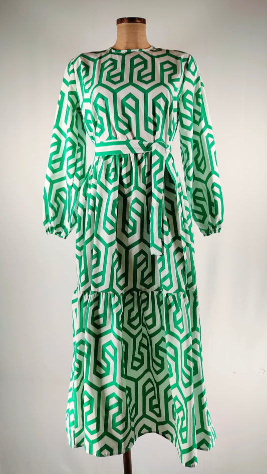 Vestido verde y blanco pamuk