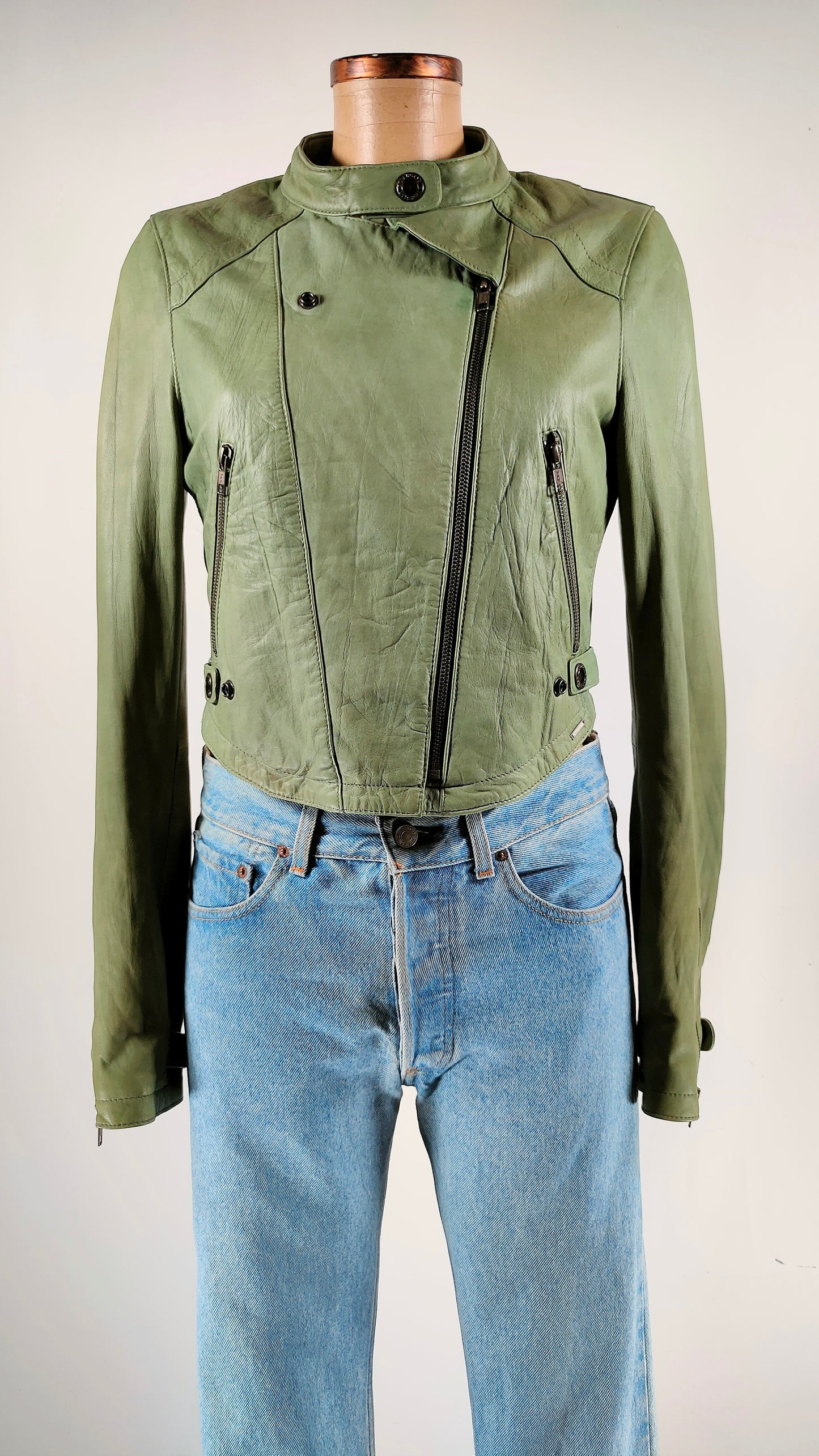 Cazadora de piel verde Superstar