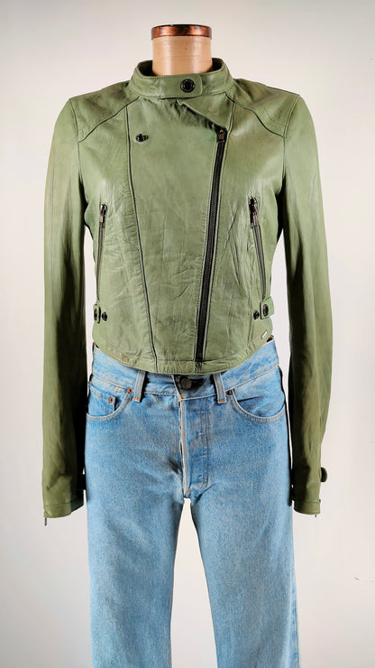 Cazadora de piel verde Superstar