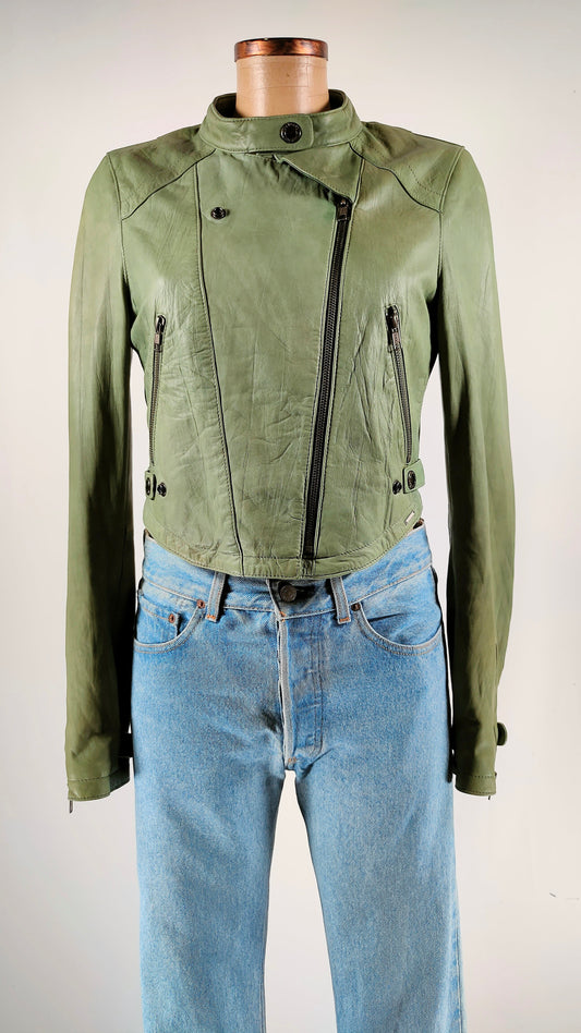 Cazadora de piel verde Superstar