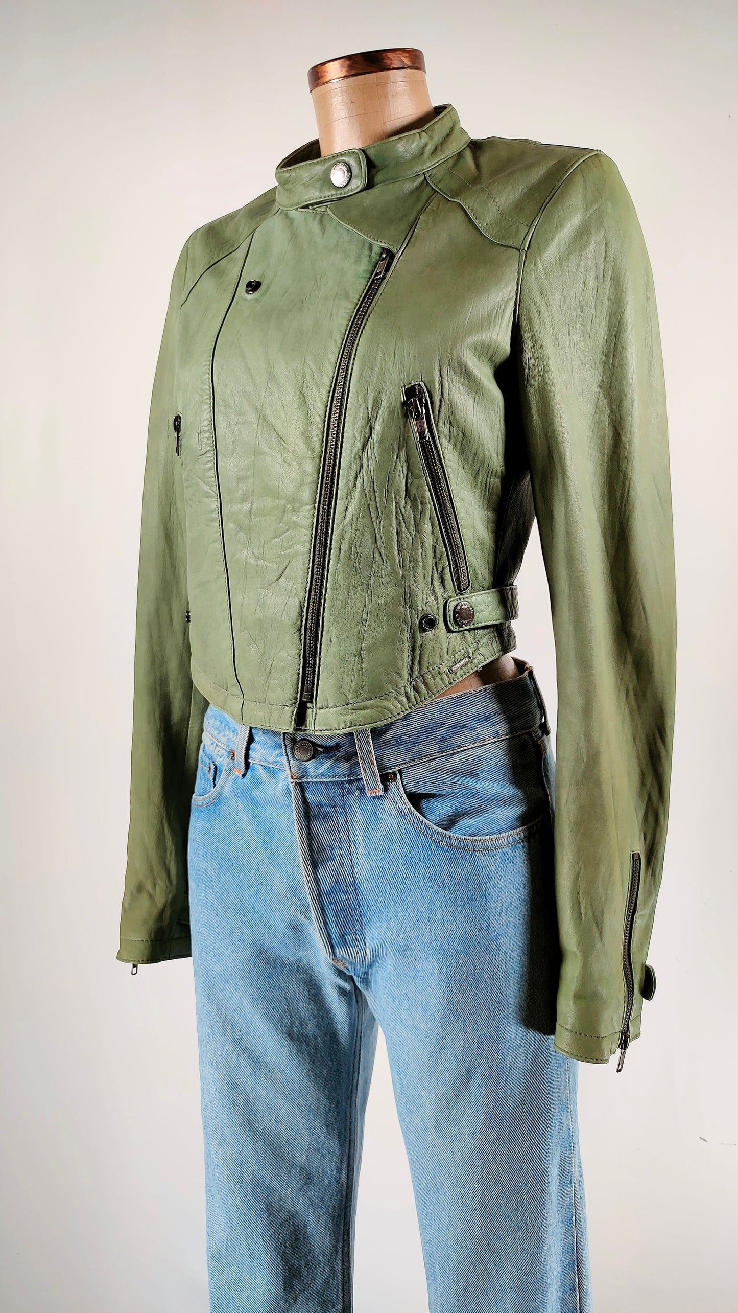 Cazadora de piel verde Superstar