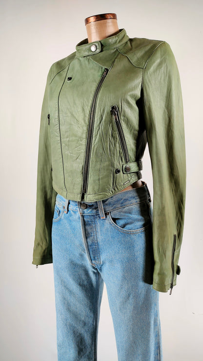 Cazadora de piel verde Superstar