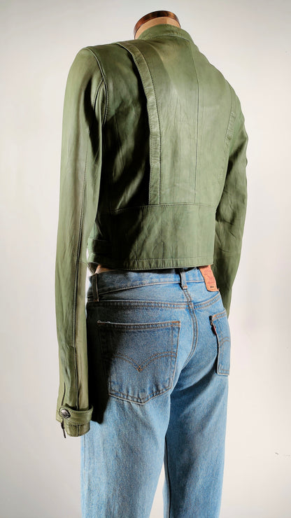 Cazadora de piel verde Superstar