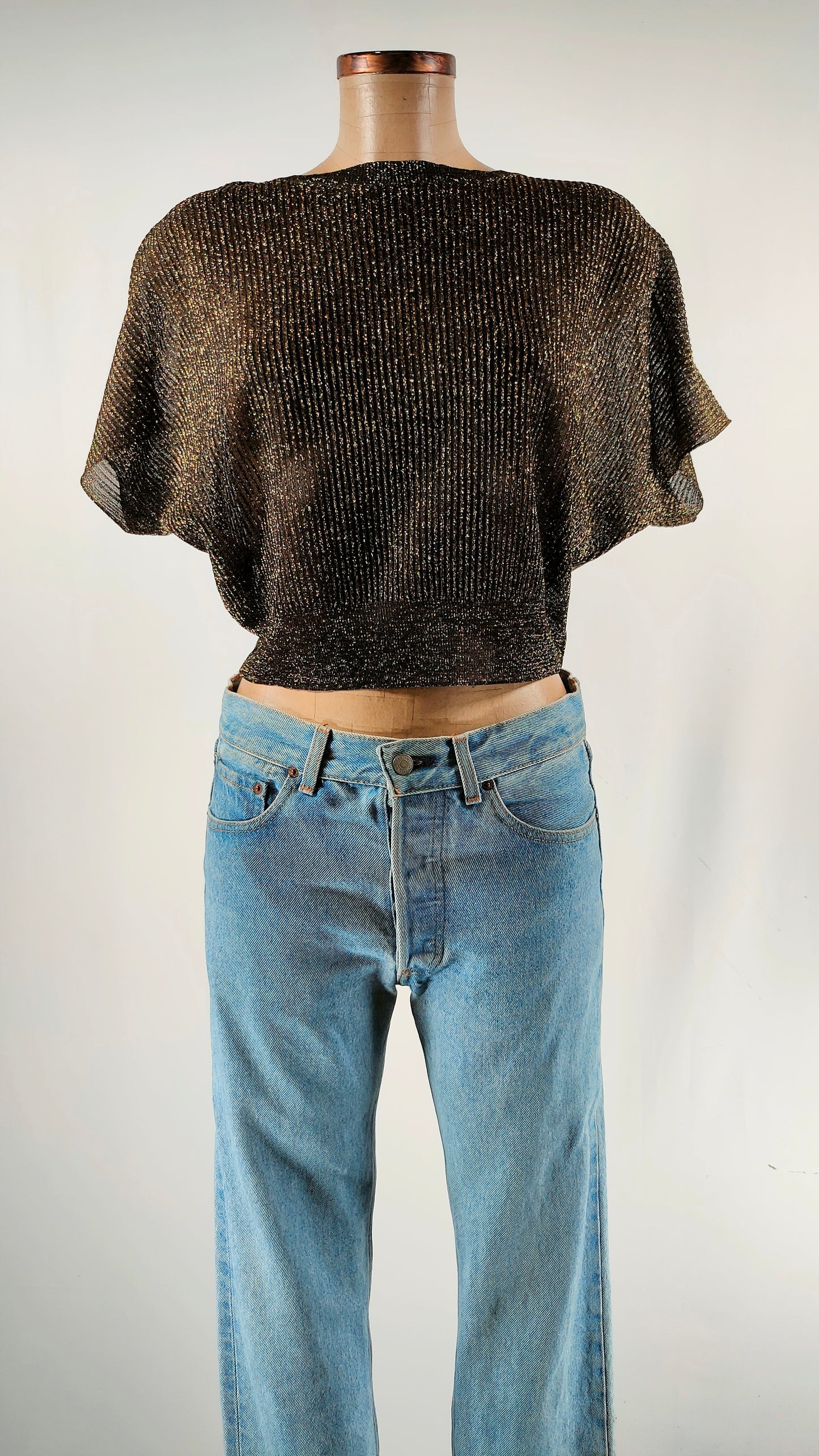 Top con brillos Mango manga murciélago
