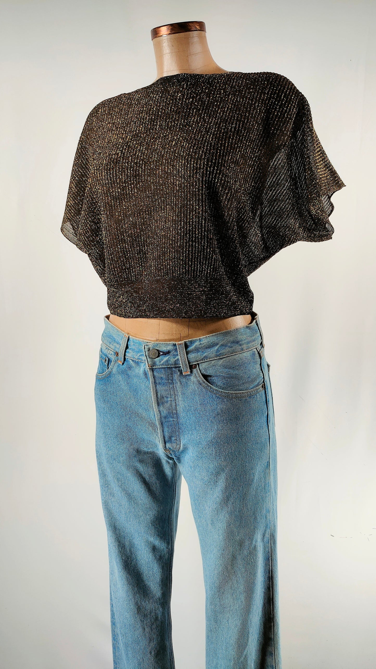 Top con brillos Mango manga murciélago