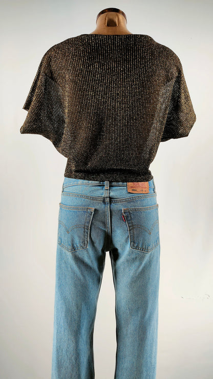 Top con brillos Mango manga murciélago
