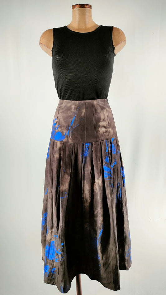 Falda midi con estampado en azul