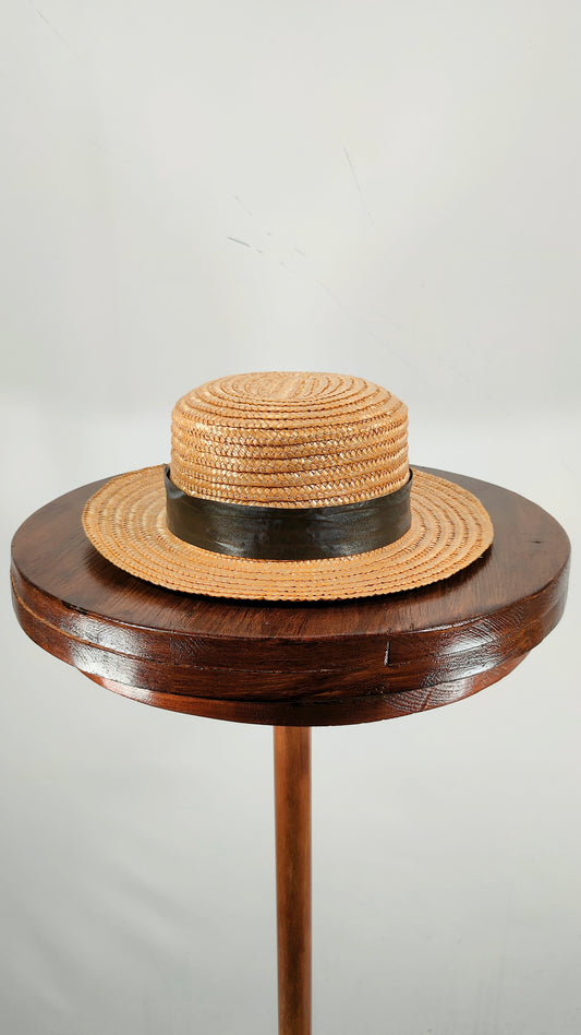 Sombrero paja con lazo gris