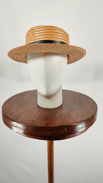 Sombrero paja con lazo gris