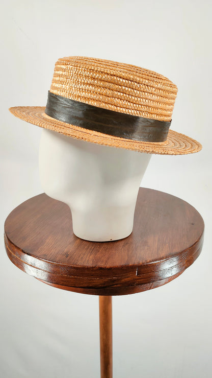 Sombrero paja con lazo gris