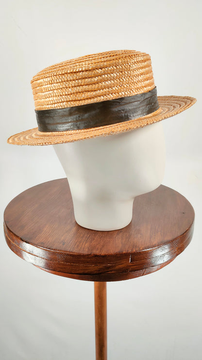 Sombrero paja con lazo gris