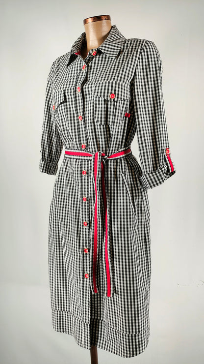 Vestido cuadros con cinturón Hongo