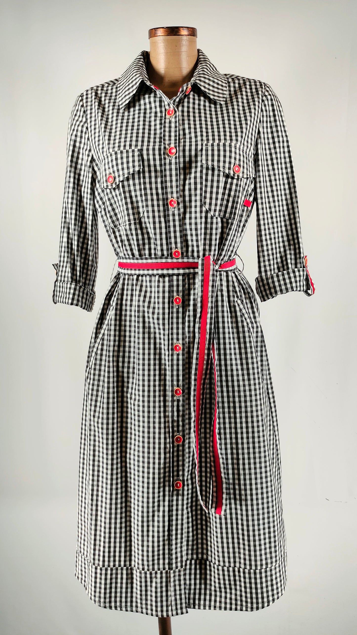 Vestido cuadros con cinturón Hongo