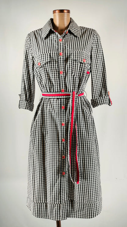 Vestido cuadros con cinturón Hongo