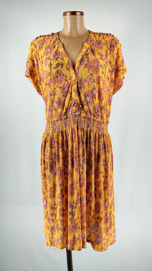 Vestido holgado mostaza estampado floral