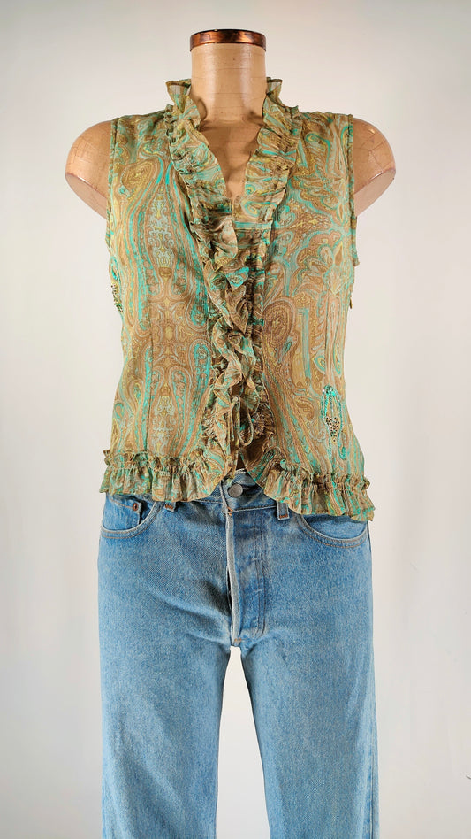 Blusa Implicate verde con apliques
