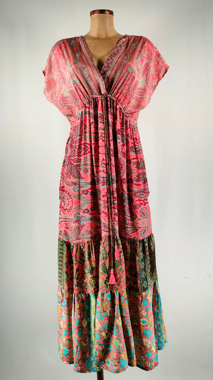 Vestido de seda rosa