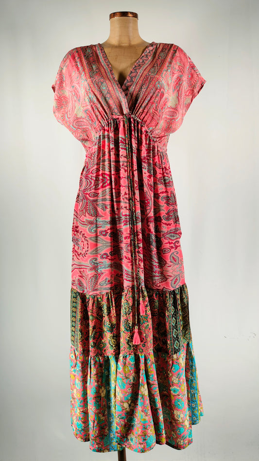 Vestido de seda rosa