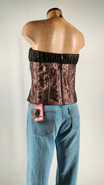 Top Iza marrón con apliques