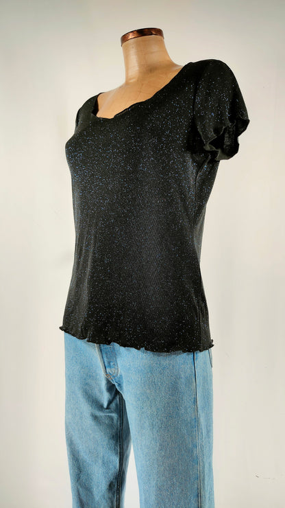 Top negro con brillos azules Armani