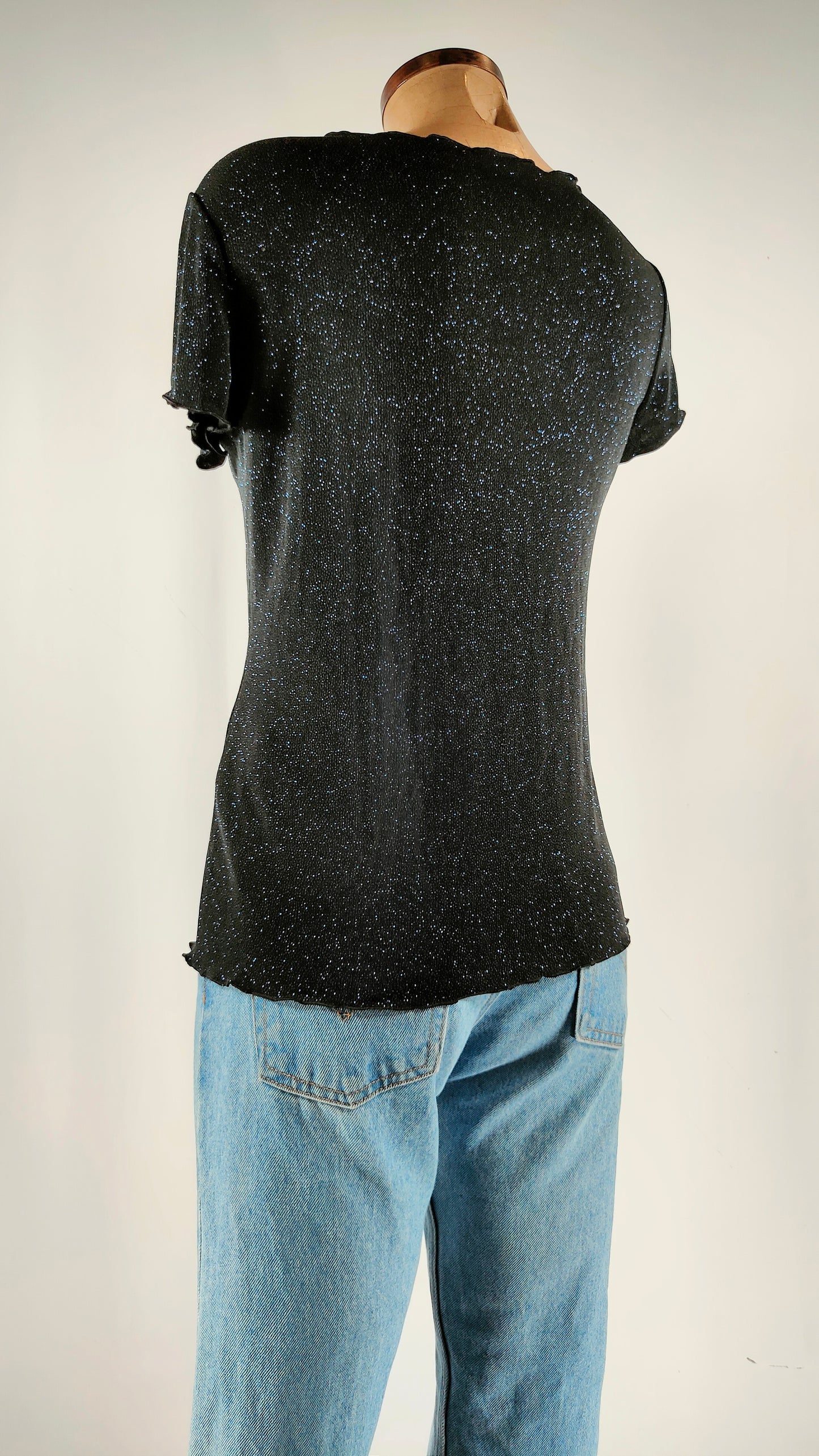 Top negro con brillos azules Armani