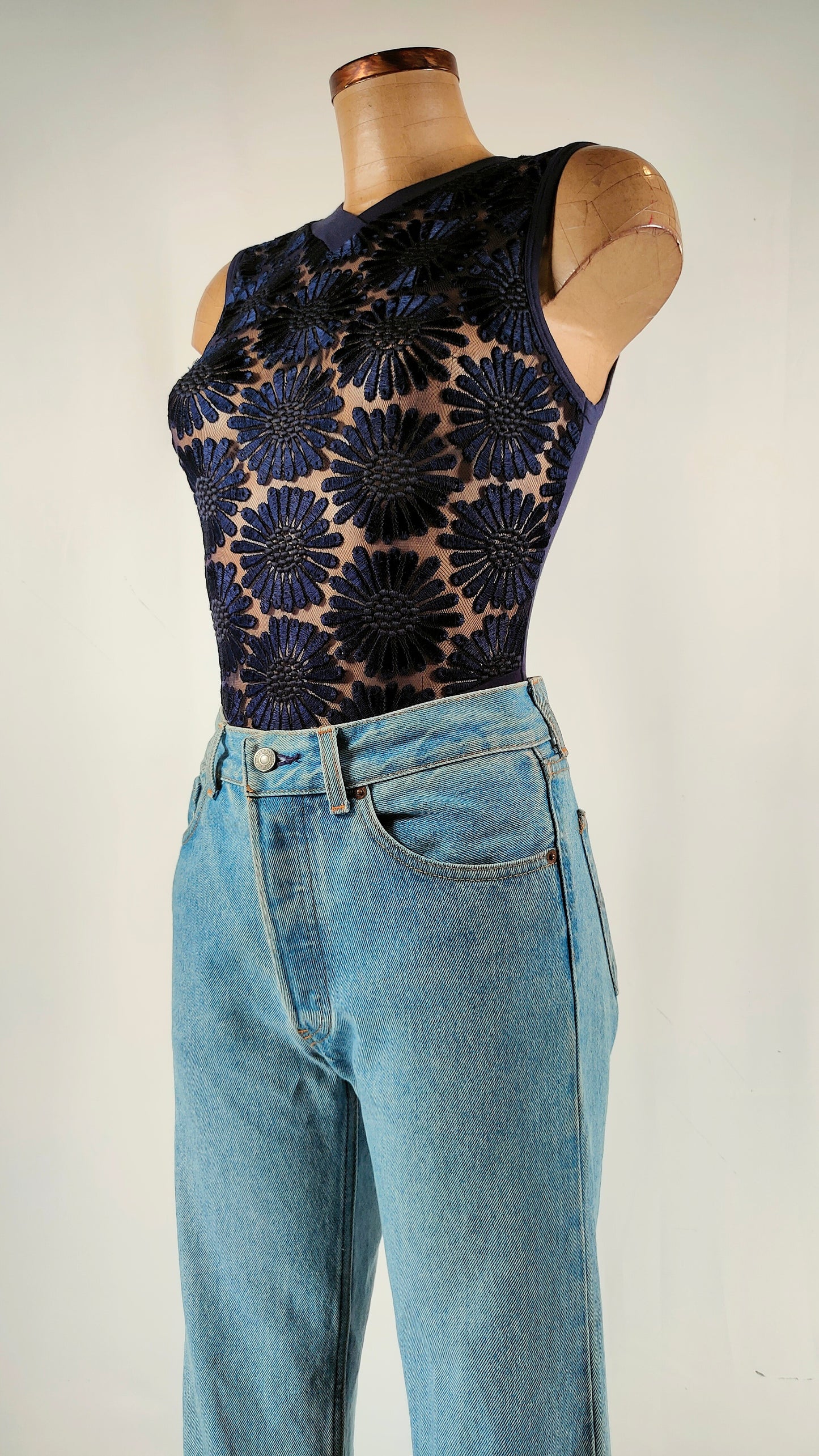 Body con calado azul oscuro La Perla
