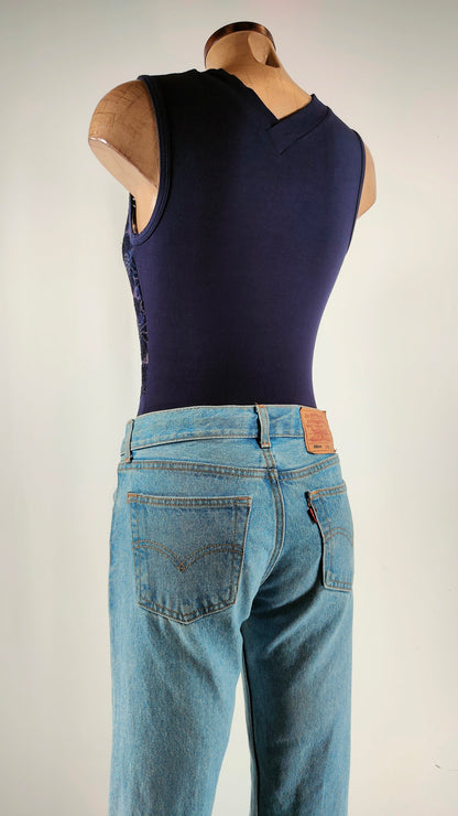 Body con calado azul oscuro La Perla