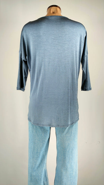 Blusa Guitare efecto brillo azul