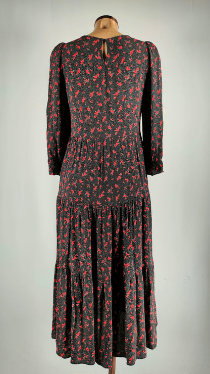 Vestido largo negro estampado