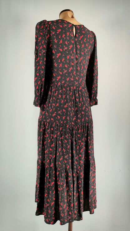 Vestido largo negro estampado