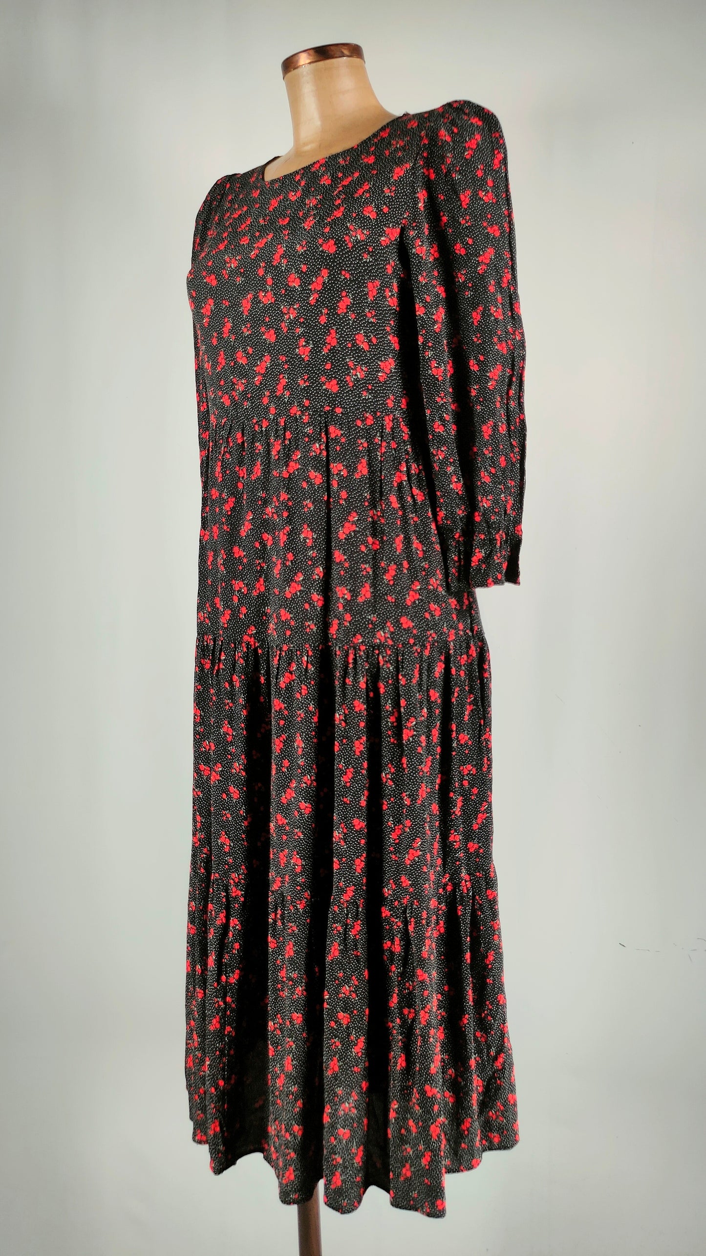 Vestido largo negro estampado