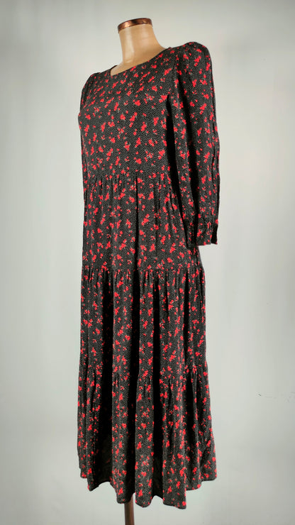 Vestido largo negro estampado