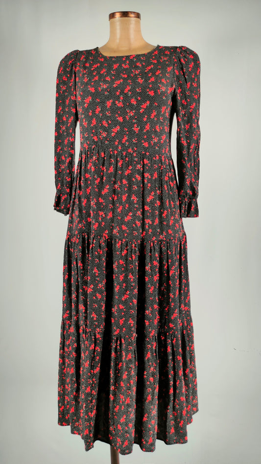 Vestido largo negro estampado