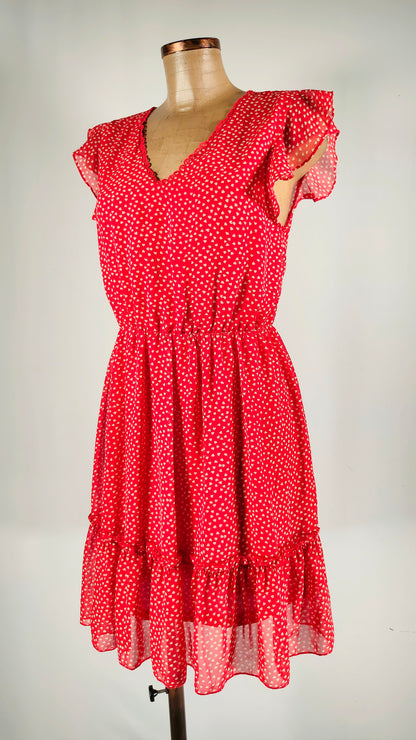 Vestido rojo con goma en cintura