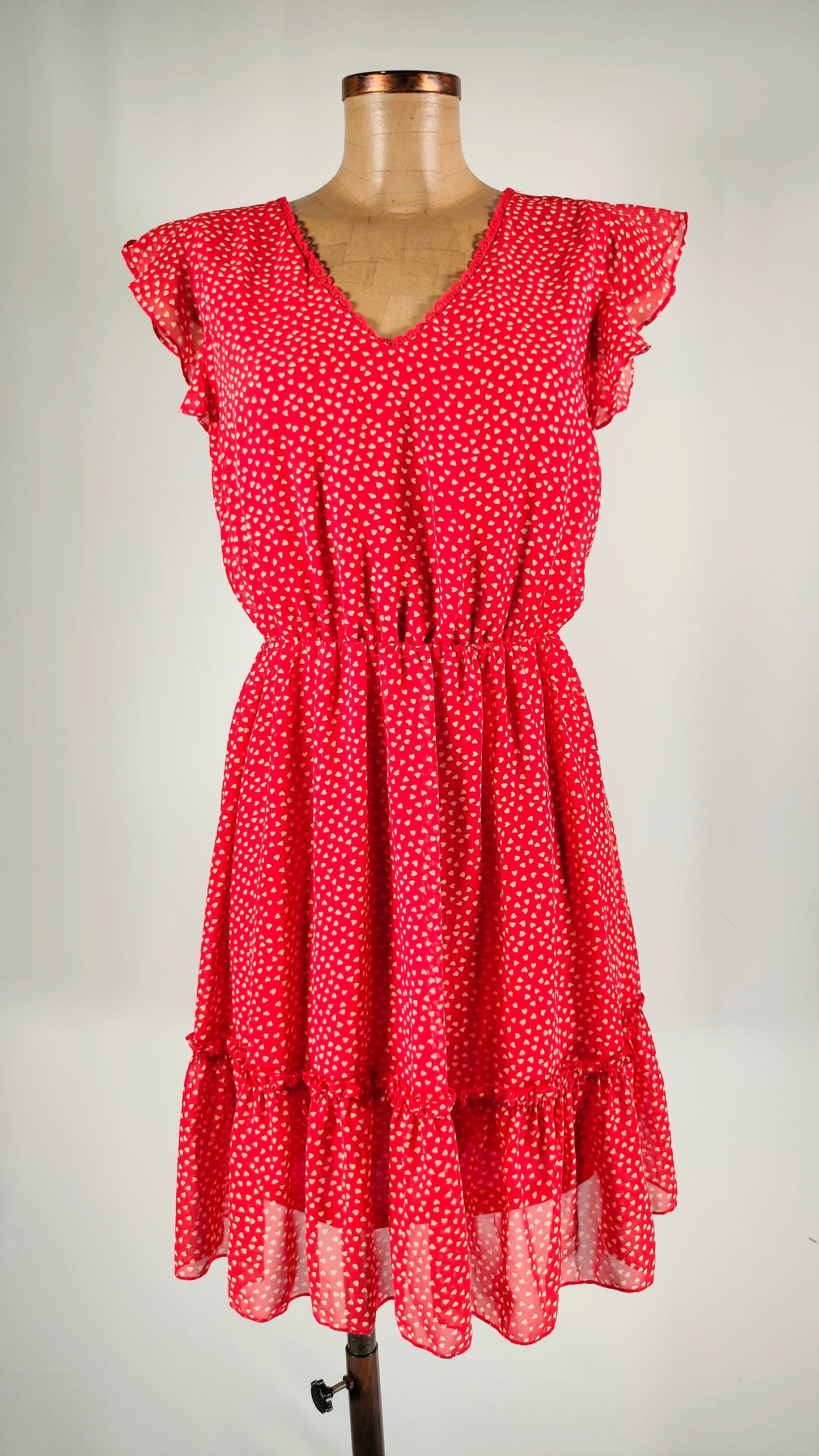 Vestido rojo con goma en cintura