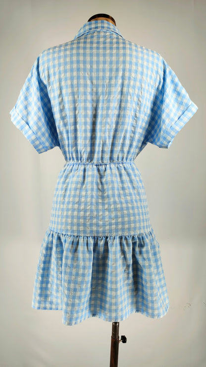 Vestido de cuadros vichy azul y blanco