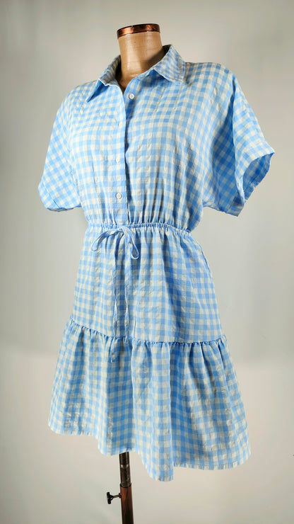 Vestido de cuadros vichy azul y blanco