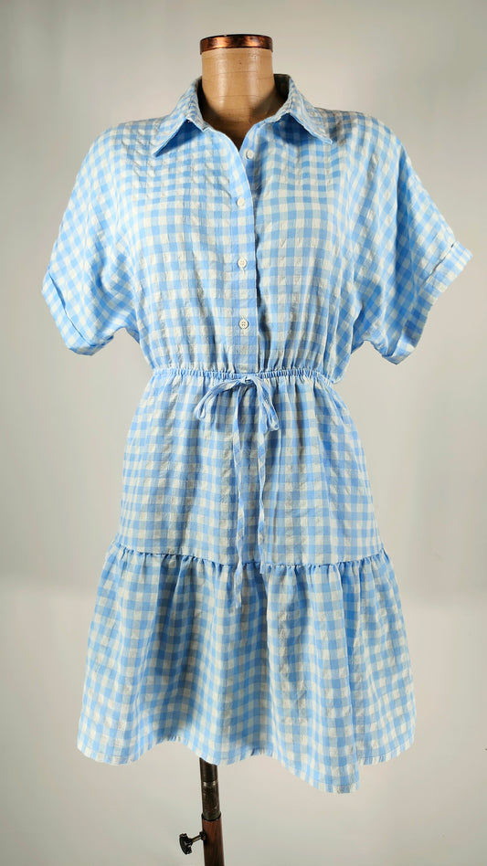 Vestido de cuadros vichy azul y blanco