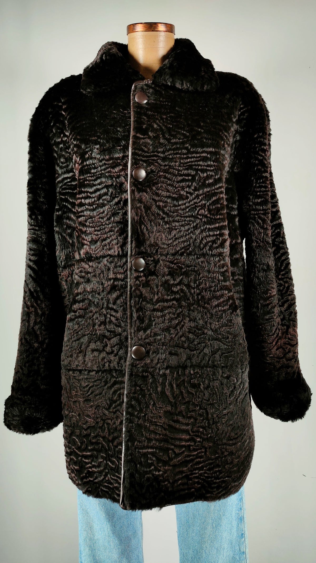 Abrigo reversible piel y borreguito vintage